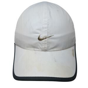 Nike Swoosh Strapback Baseball Hat White One Size Embroidered Outdoor